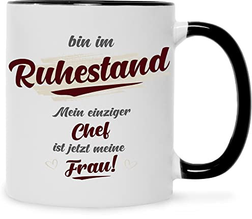 GRAVURZEILE Tasse avec motif - Bin im Ruhestand - Idée cadeau de retraite - Cadeau pour papa hommes - Cadeau pour la fête des pères Noël - Tasse à café de couleur noire et blanche