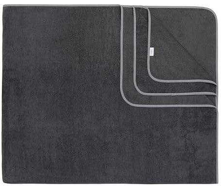 Sowel® Strandtuch XXL, 200x160 cm, Partner und Familien Badetuch, Groß, 100% Bio-Baumwolle, Flauschig, Frottee, Velours, Damen und Herren, Anthrazit/Grau