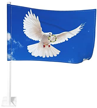 Auto Peace Flagge 45x30cm (ohne Halterung) - Friedenstaube Autofahne für Autofenster Klein mit Peace and Love, Freiheit