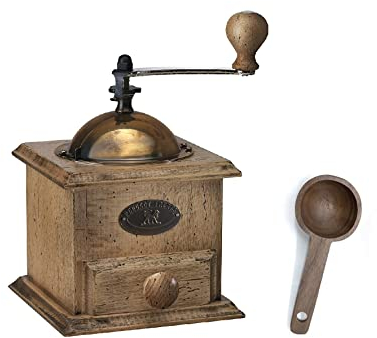 Peugeot Molinillo de caf antiguo, 8-1/4 x 5 x 5 W/cuchara de especias de madera