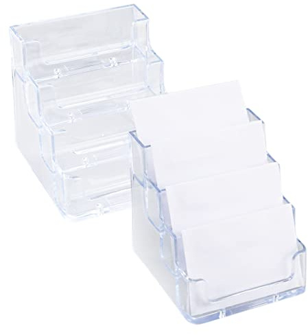 SZCXDKJ 2 transparente Visitenkartenhalter mit 4 Ebenen, Acryl-Karten-Display, Schreibtischständer
