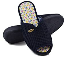 COZSERIES Zapatillas de Casa Mujer Verano Primavera, Zapatos Cómodos Rejilla Cuña Multicolor Punta Abierta y Cerrada Anatómica Fabricado en España Talla 35-41 (502 Marino, numeric_38)