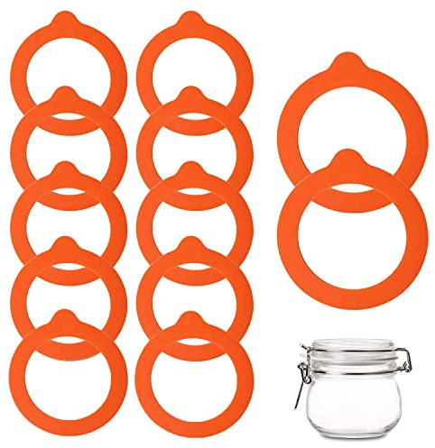 12 Piezas Anillos Silicona para Conservas, Juntas Tarro Silicona, para Tapas de Tarros de Conserva, Tarros Redondos, 95 x 69 mm, Naranja