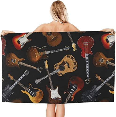 EMENZA Gitarre Strandtuch 70 x 150 cm, 3D Rock Microfaser Strandtuch Badetuch Groß, Strandtücher Herren Frauen Badetücher, Strandlaken, Handtuch