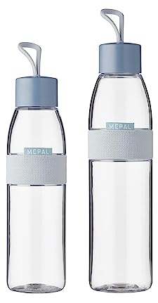Mepal Lot de 2 gourdes Ellipse Nordic Blue - Contenance : 500 et 700 ml - Convient également pour les boissons gazeuses - Matériau incassable - Anti-fuite - Passe au lave-vaisselle