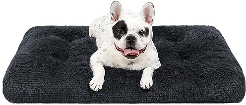 KSIIA Hundebett kleine Hunde Waschbar, Plüsch Hundekissen flauschig, 60x45cm, rutschfeste Unterseite, Hundematte, Hundekorb Hundematratze atmungsaktiv Haustierbett Schattengrau
