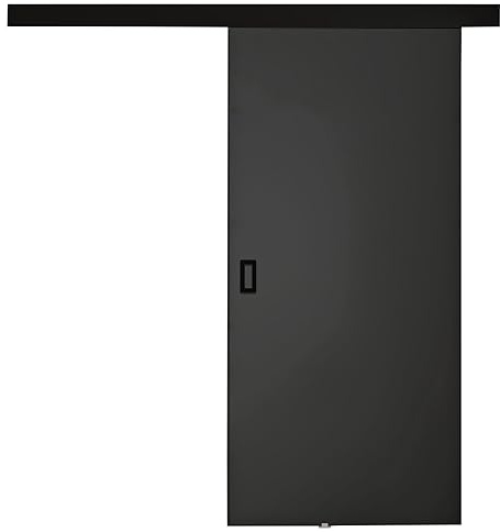 KIER FURNITURE Schiebetür Komplettset WERDI 90 - Innentüren Komplettset - Wohnzimmer Schiebetür - Modern Schiebetüren - Sliding Door - Tür Esche Dunkel 96x205x1,6 cm