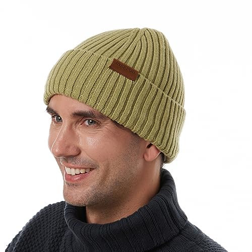 ineepor Wintermütze Herren Damen Merino Mütze Winter Wollmütze Strickmütze Kurz Beanie Hat Mit Fleece Futter Thermo Gefütterte Unisex Weich Warme