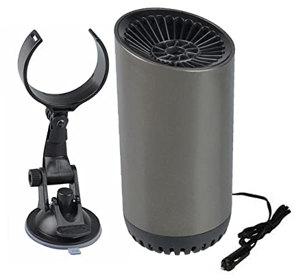 Baceyong 24V 150W 10A Dégivreur de Chauffage de Voiture, Dégivreur de Pare-Brise Portable Rotatif à 180°, pour Remorque de Voiture SUV Camion RV, Gris Argent avec stent USB