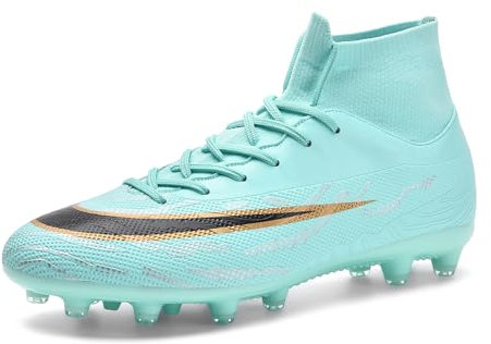 LDTSUP Fußballschuhe Herren Stollen High Top Fußballschuhe Kinder Trainingsschuhe Professionelle Spikes Cleats Outdoor Sport Fussballschuhe Jungen,Blau,45 EU