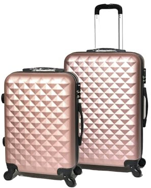 CELIMS - Set Valigie Oro Rosa| Valigie Bagaglio a Mano + Valigia Media | Trolley Bagaglio a Mano 55x40x20 cm + Trolley Medio | Valigia 20 kg