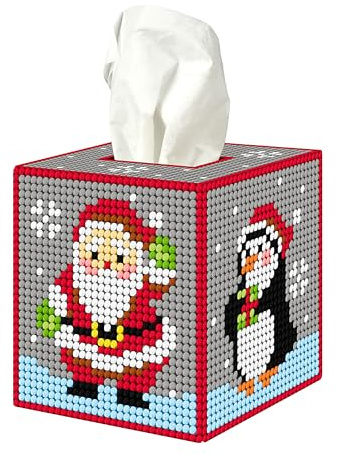 Orchidea - Tissue Box Cover - Needlepoint Kit - Christmas Pinguin - Plastic Canvas - 7 Count - for Adults - 5109