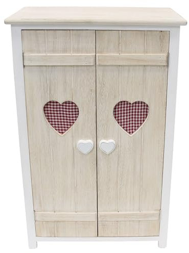 FRANK FLECHTWAREN Kommode Landherz, Holz, Herzaussparung, Textil, Ablagefach, Magnetverschluss Maße: 51 x 31 x 78 cm, Landhausstill