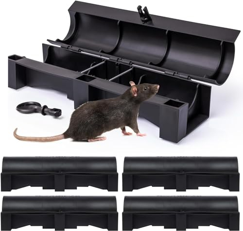 PINEEA Köderbox Ratten Set (5 Stück) - Köderstation Mäuse 33 x 10 x 9cm - Rattenköderbox Rohr - Schädlingsbekämpfung - Mauseköderbox mit Schlüssel - Mausefalle