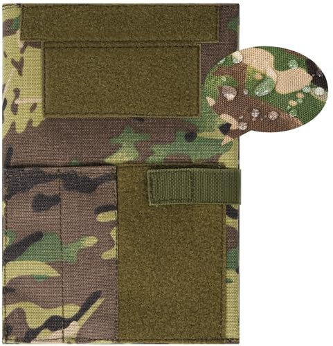 VEPKOIT OCP Green Military Log Book Cover, A5 Notebook Cover with Pouch, Waterproof Notepad Cover for Men and Women, 5.5x8 Military Notebook Cover - Multi