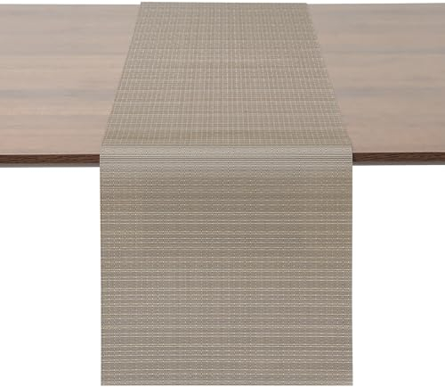 Myir JUN Tischläufer, Tischläufer Modern Tischläufer Abwaschbar Tischläufer Outdoor Wärmeisoliertes PVC für Häuser Restaurants Hotels 30 x 183 cm (Silber Gold)