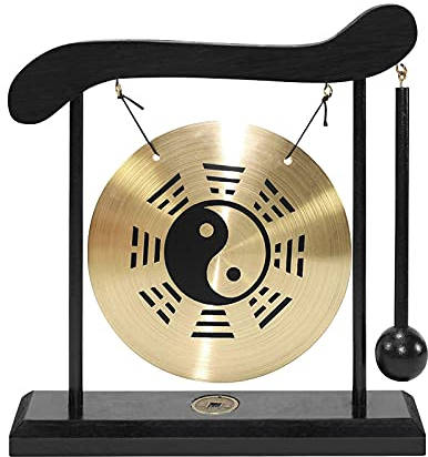 YIWENG Mini Desktop Gong Tisch Windspiel Schlaginstrumente mit Hammer für Wohnkultur Einweihungsgeschenk - Taiji Chinesische Klatschtabelle,Wind Chime