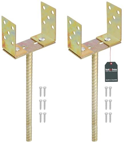 KOTARBAU® 2er Set U-Pfostenträger 0-160 mm Breitverstellbar Stange 400 mm Verzinkt Stahl Pfostenträger Verstellbar Betonanker für Holzpfosten Einbetonieren Pfostenträger zum Einbetonieren Pfostenanker