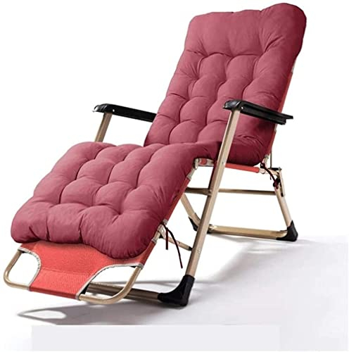 Klappstuhl Klappbarer Liegestuhl Verstellbarer Terrassen-Lounge-Liegestuhl mit Lendenwirbelstützkissen Sonnenliege Gartenstühle Liege (Color : Pink, Size : One Size)