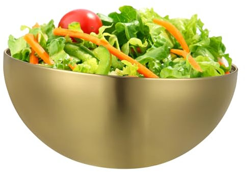 Garneck Edelstahl Salatschüssel in Gold – Große 26 Cm Ramen Schüssel - Elegante Goldfarbene Rührschüssel Für Küche - Mixen Kochen Und Servieren Spülmaschinenfest Und Vielseitig Einsetzbar