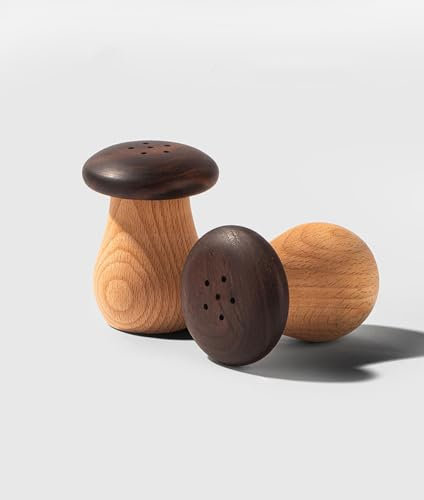 Mushroom Salz und Pfefferstreuer Set, Niedlicher Salz- und Pfefferstreuer aus Holz zum Kochen in der Küche, Bauernhaus, Heimküche, Dekoration