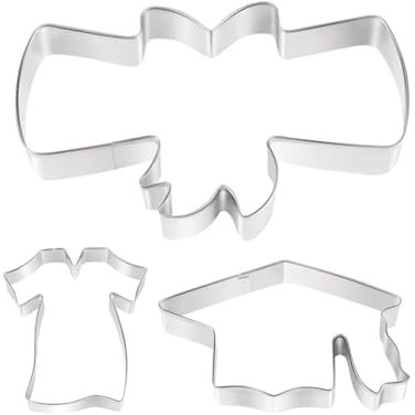 Graduation Cookie Cutter Set - 3 Piece Stainless Steel Cap, Gown Diploma Shape Cutters, Graduation Party Baking Tools Perfect for Graduation Cake Decoration, Baking and Party Supplies