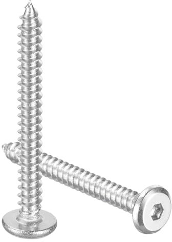 sourcing map M3 x 30mm (50 Pack) Flat Round Socket Head Screws, Stainless Steel Self Tapping Full Thread Hex Socket Cap Screws for Wood Furniture