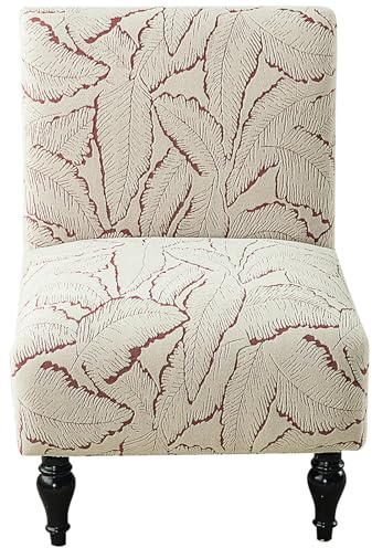 Ausing Jacquard Sofabezug ohne Armlehnen 1 Sitzer Schilf Blume Bedruckt Sesselbezug High Stretch rutschfest, Rot