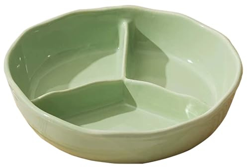 1 Pz. Piatti Per Il Controllo Delle Porzioni, 8,07” Piatti Divisi In Ceramica Per Adulti, Piatto Rotondo In Porcellana Per La Dieta Della Cena, Piatti A Scomparti Per Pasti Bilanciati(Green)