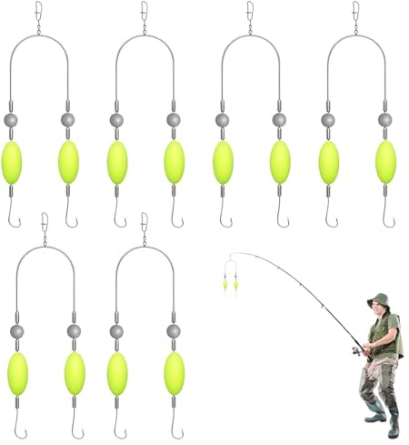 YUZNA 6 Stück Double-Hook Reverse Bottom Rig,Angel Haken Karpfenangeln Haar-Rigs,Doppelhaken-Rigg für den umgekehrten Boden,Anti-Tangle-Angelhaken,Haken-beständig
