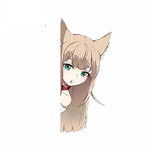 13 cm x 6,1 cm für Anime Fox Girl Peeking Vinyl Auto Aufkleber Klimaanlage Anime