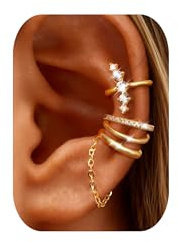 3 Pièces Ear Cuff Femme Faux Piercing Oreille Or Hypoallergénique Réglables Earcuff Boucle Oreille Sans Trou Non Piercing Helix Cartilage Manchette Oreille Femme Avec Boîte