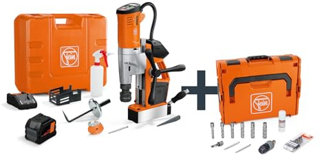 Fein AKBU 35 PMQW 18 V AS Construction-Site Cordless Universal Magnetic Core Drill up to 35 mm with User Set, 1 x 12 Ah Set 3/4 in Weldon/HSS Nova 50