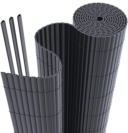 interGo PVC Sichtschutzmatte 120x300cm Sichtschutzzaun Privatsphäre Wetterfest für Garten, Balkon und Terrasse, mit Strukturierte Oberfläche, mit Kabelbindern, Anthrazit