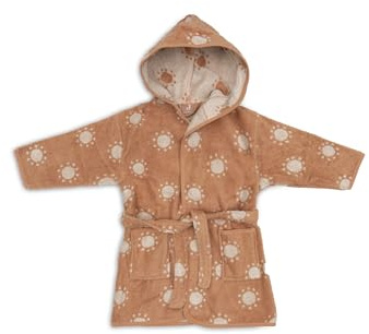 Jollein Bademantel Kinder 1-2 Jahre - Jacquard, Sun - 100% Baumwolle - Frottee - OEKO-TEX Zertifziert - Mit Kapuze - Bademantel für Mädchen und Jungen