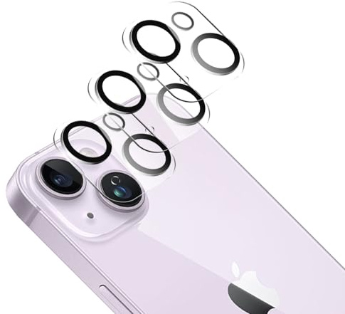 SUJASEN Kameraschutz für iPhone 14 Plus/15 Plus/14/15, Kamera Schutzfolie, 9H Gehärtetes Glas, Anti-Kratzer, Ultra HD Klar, 3 Stück