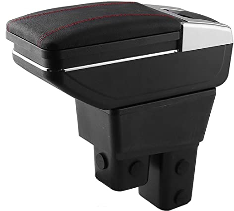 SZSS-CAR Leder Auto Mittelkonsole Armlehne Box Auto Innenteile Armlehnen Aufbewahrungsbox Kompatibel mit Honda Hatchback Fit Jazz 2008~2013