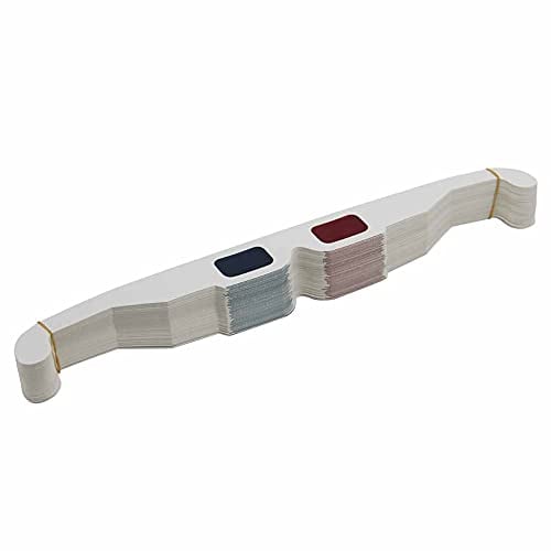 50 Pairs - FLAT- 3D Glasses Red and Cyan WHITE Frame Anaglyph Cardboard (Set of 50)