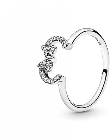Pandora Disney Minnie Maus Ohren Silhouette Puzzle Ring in Silber aus Sterling-Silber mit Cubic Zirkonia Steinen aus der Disney x Collection, Größe 54, 197509CZ-54