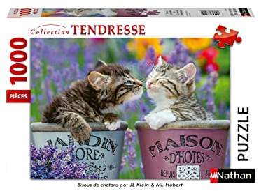 Nathan - Puzzle 1000 Teile – Kätzchen Küsse – Erwachsene und Kinder ab 14 Jahren – Hochwertiges Puzzle – perfekte Integration – Kollektion Tendresse – 87624, Never