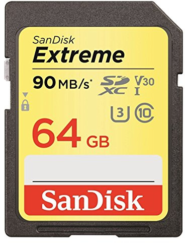 SanDisk Extreme SDXC-Speicherkarte bis zu 90 MB/s, Class 10, U3, V30, FFP, 64 GB (erneuert)