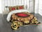 ABAKUHAUS Gelbes Damast Tagesdecke Set, Rahmen Barock, Set mit Kissenbezügen Waschbar, für Einzelbetten 170 x 220 cm, Gelb
