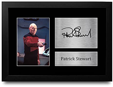 HWC Trading Patrick Stewart A4 Gerahmte Signiert Gedruckt Autogramme Bild Druck-Fotoanzeige Geschenk Für Star Trek Tv-Show-Fans