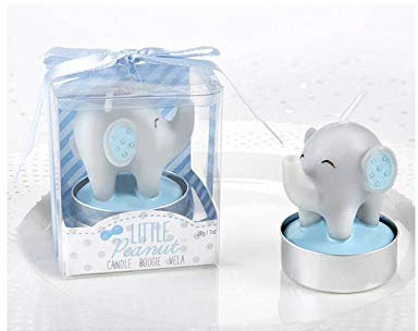 DISOK Taufkerze Elefant in Geschenkbox - Original Taufkerze 20 - Blau mit rosa Duft