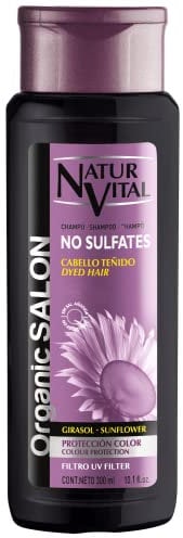 NaturVital - Champú Organic Salon Protección Color, Sin Sullfatos, Parabenos ni Siliconas, con Keratina Vegetal Natural y Extractos Bio, Pelo Teñido, 300 ml