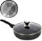 Essentials2publik Non Stick Aluminium Frying Pan Frypan with Glass Lid - Induction Base Aluminum Alloy and Scratch Resistant Body - Riveted Handle - Dishwasher Friendly (26 cm)