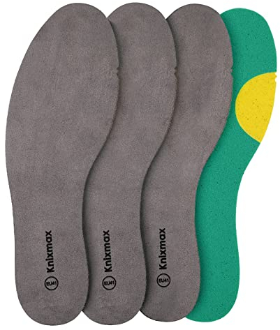 Knixmax 2 Paar Komfort Herren Einlegesohlen mit Weich Foam Schuheinlagen Bequem Atmungsaktiv Ideal für Alltag und Beruf Grau Grün - 43 EU