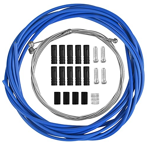 Chstarina Universal Schaltzug Fahrrad Set,Bremszug Bowdenzug Fahrrad mit Endhülsen Endkappen Bremsseil Bremskabel Bautenzug Fahrrad Bowdenzug Bremse Langlebiges Fahrradbremsschaltkabel (Blau)