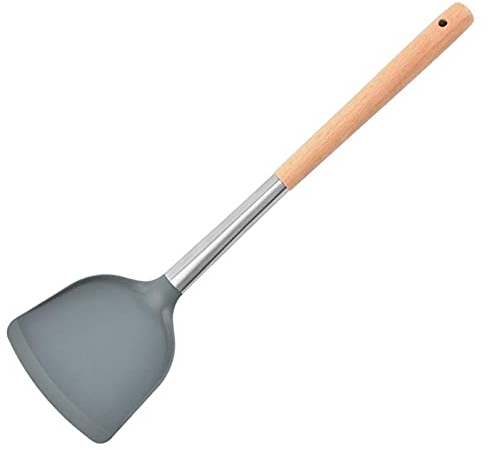 Utensile da cucina Antiaderente Manico in legno Mestolo per zuppa Spatola per frittura Pala Cucchiaio scanalato Cottura in silicone Utensile da cucina Spatola