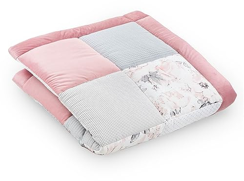 Totsy Baby Tapis de Jeux Bebe Chambre 100x100 cm Patchwork - Matelas de Sol pour eveil au de Parc Tapis en Coton et Epais pour bébé et Enfants pour d'eveil Rose Sauvage
